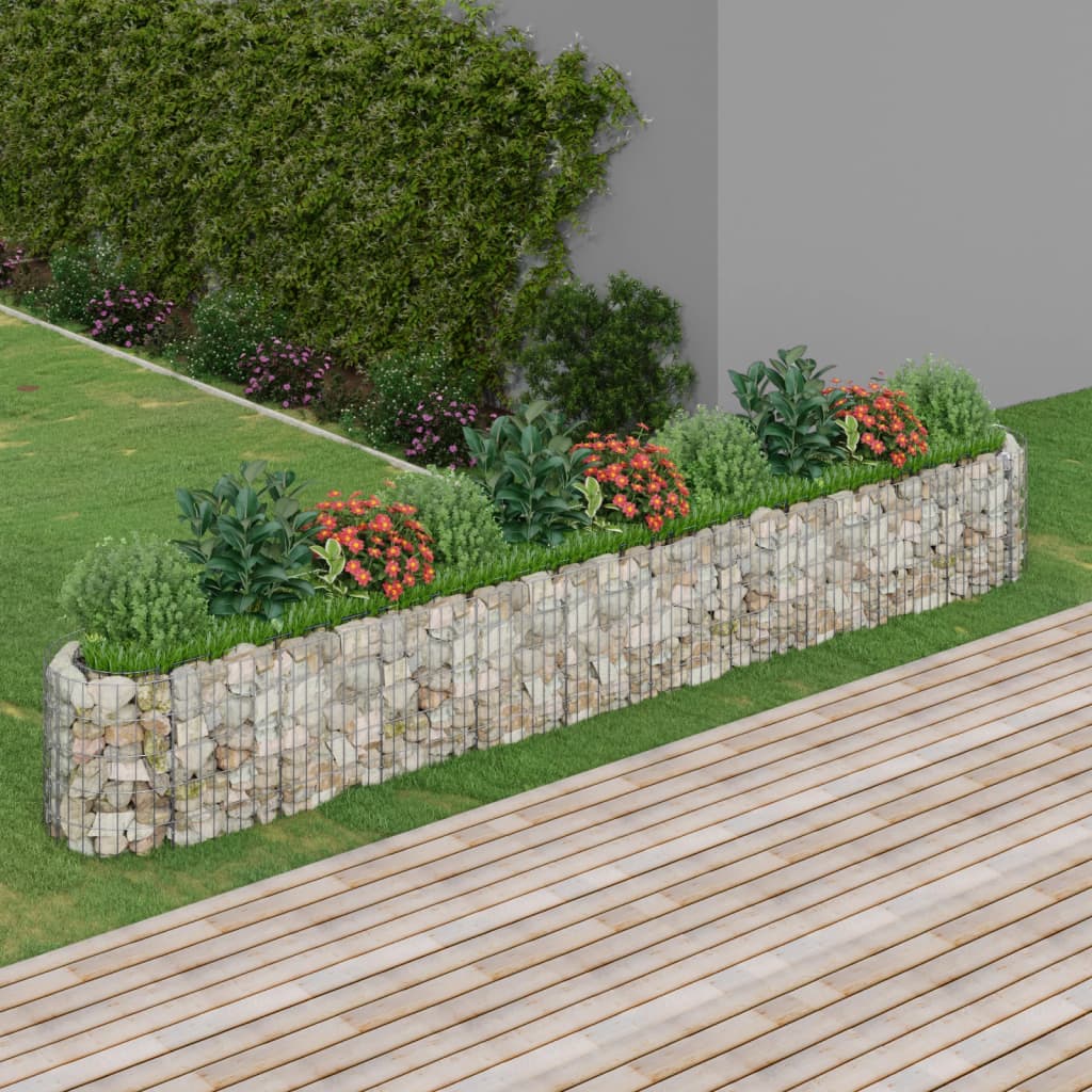 Jardinière gabion surélevée 500x100x100 cm en fer galvanisé