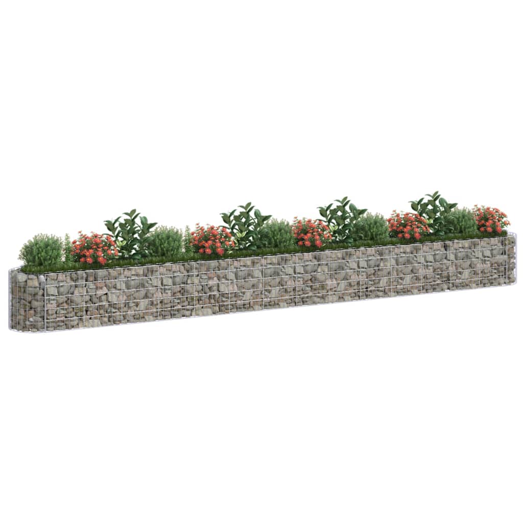 Jardinière gabion surélevée 500x100x100 cm en fer galvanisé