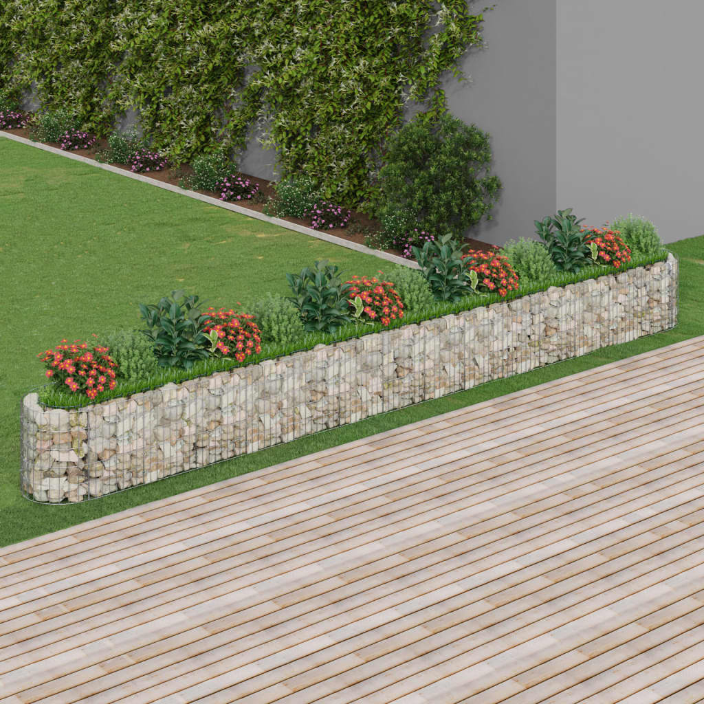 Jardinière gabion surélevée 500x100x100 cm en fer galvanisé