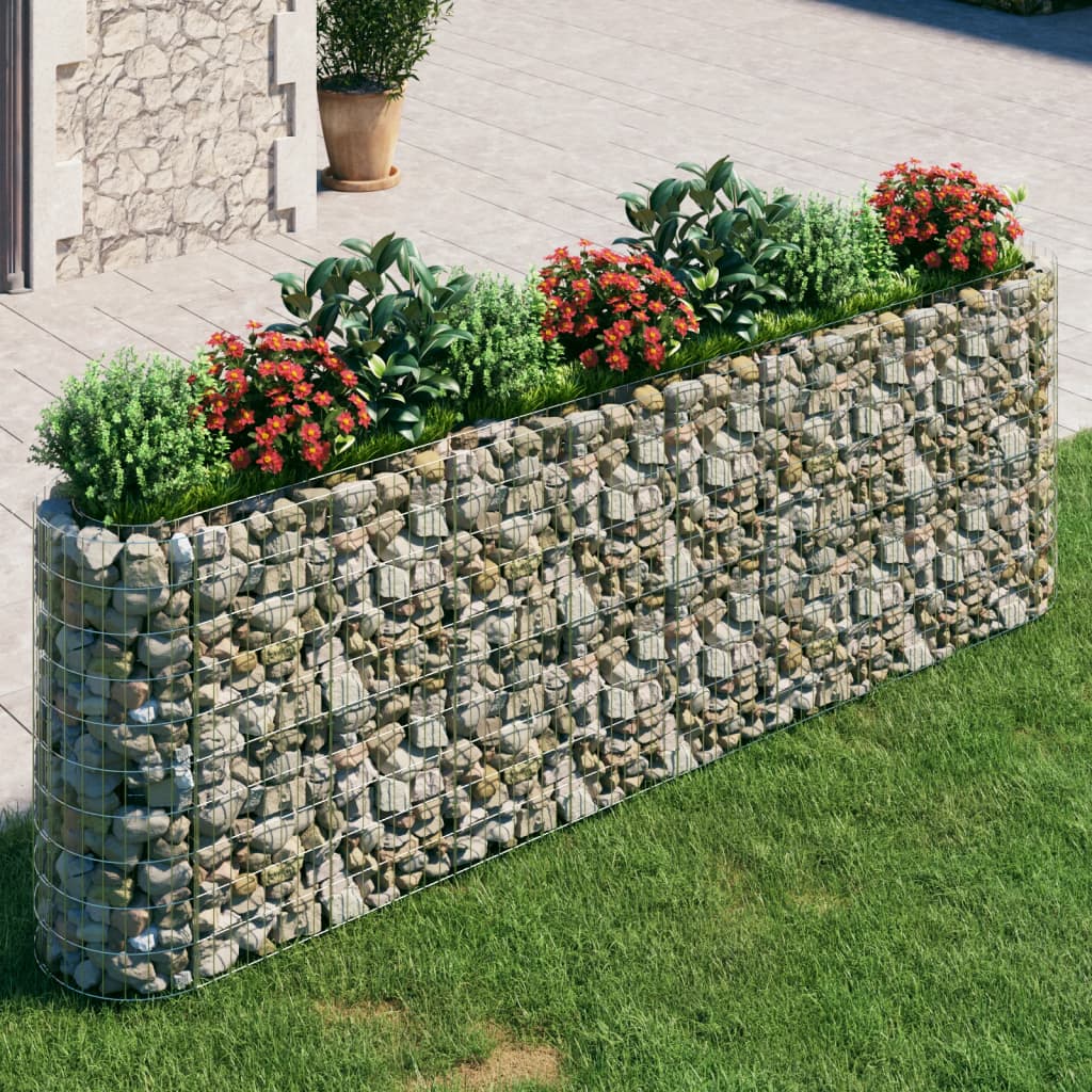 Jardinière gabion surélevée 500x100x100 cm en fer galvanisé