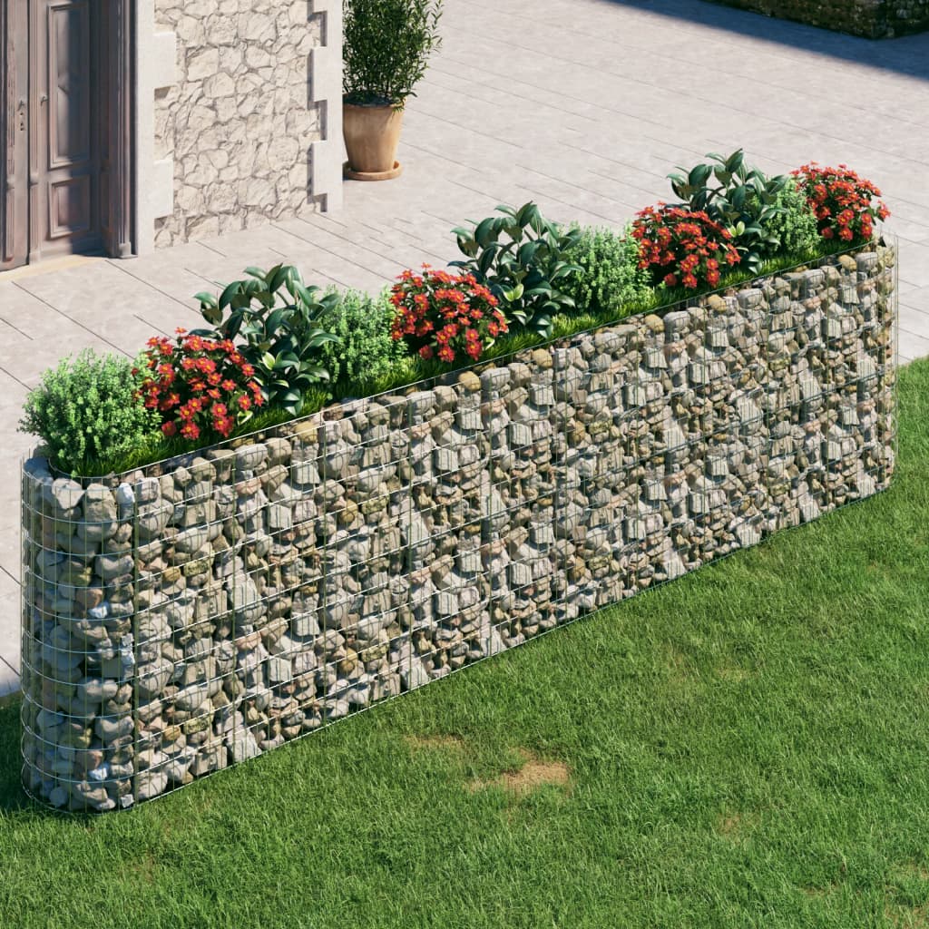 Jardinière gabion surélevée 500x100x100 cm en fer galvanisé