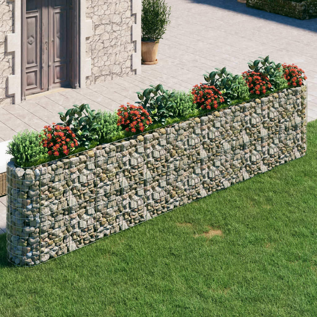 Jardinière gabion surélevée 500x100x100 cm en fer galvanisé