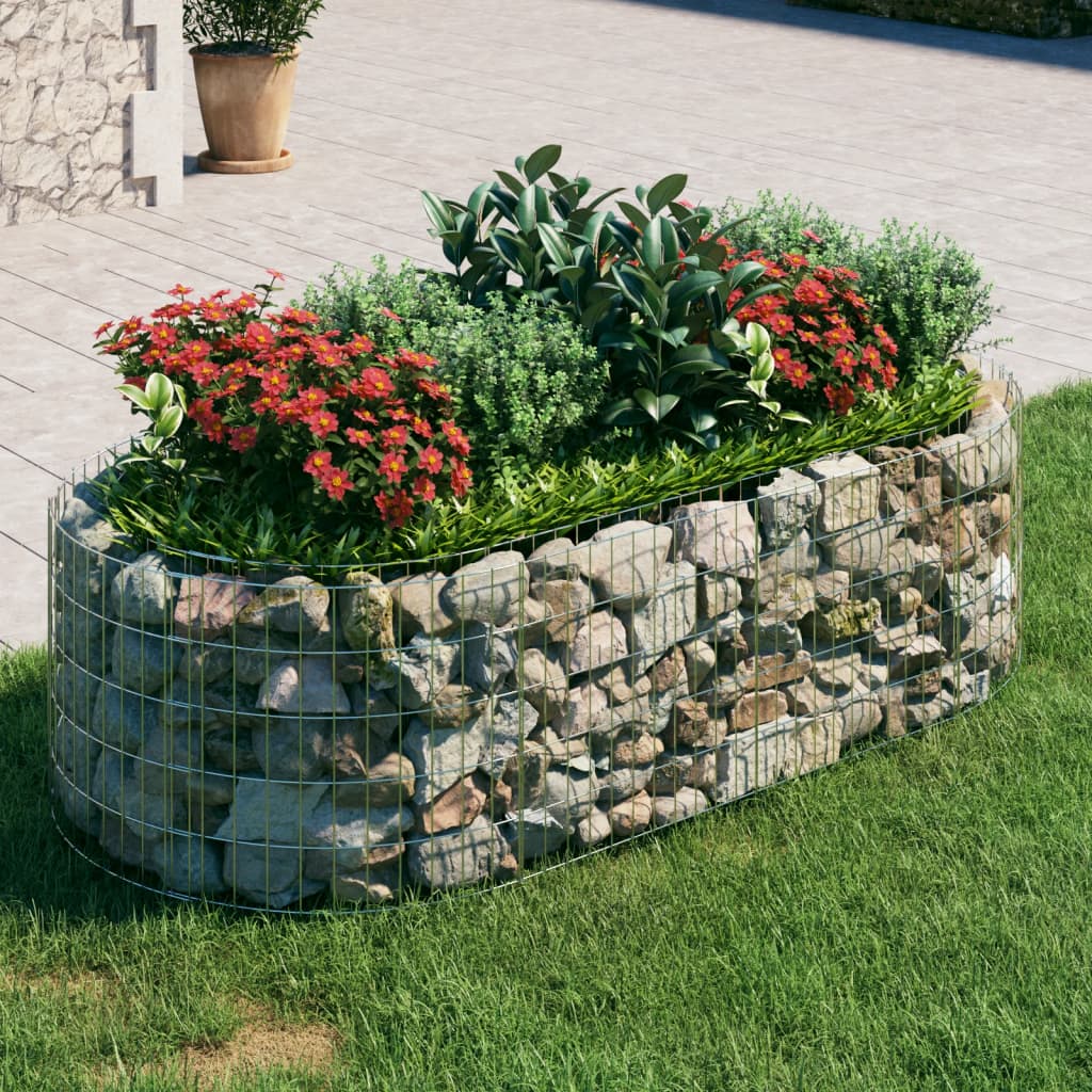 Jardinière gabion surélevée 500x100x100 cm en fer galvanisé