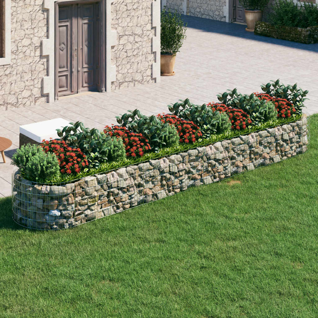 Jardinière gabion surélevée 500x100x100 cm en fer galvanisé