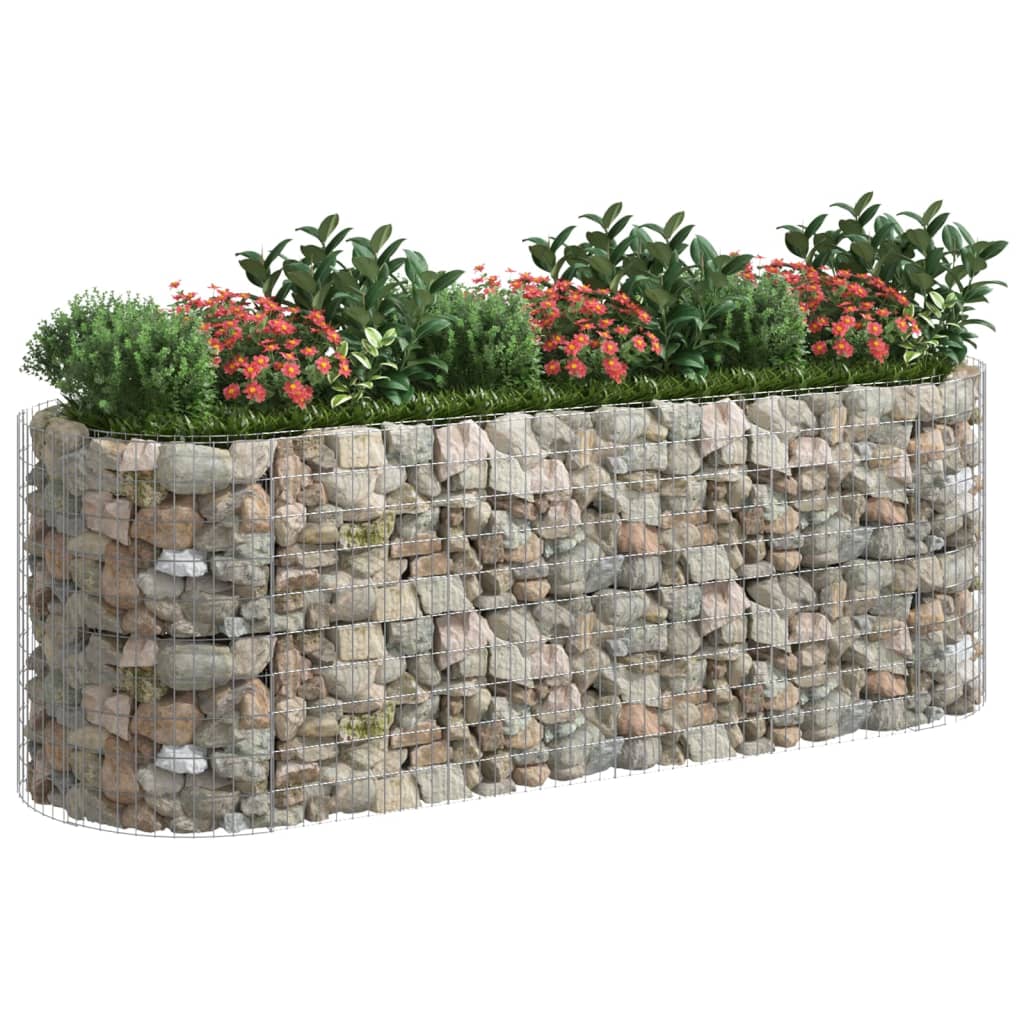 Jardinière gabion surélevée 500x100x100 cm en fer galvanisé