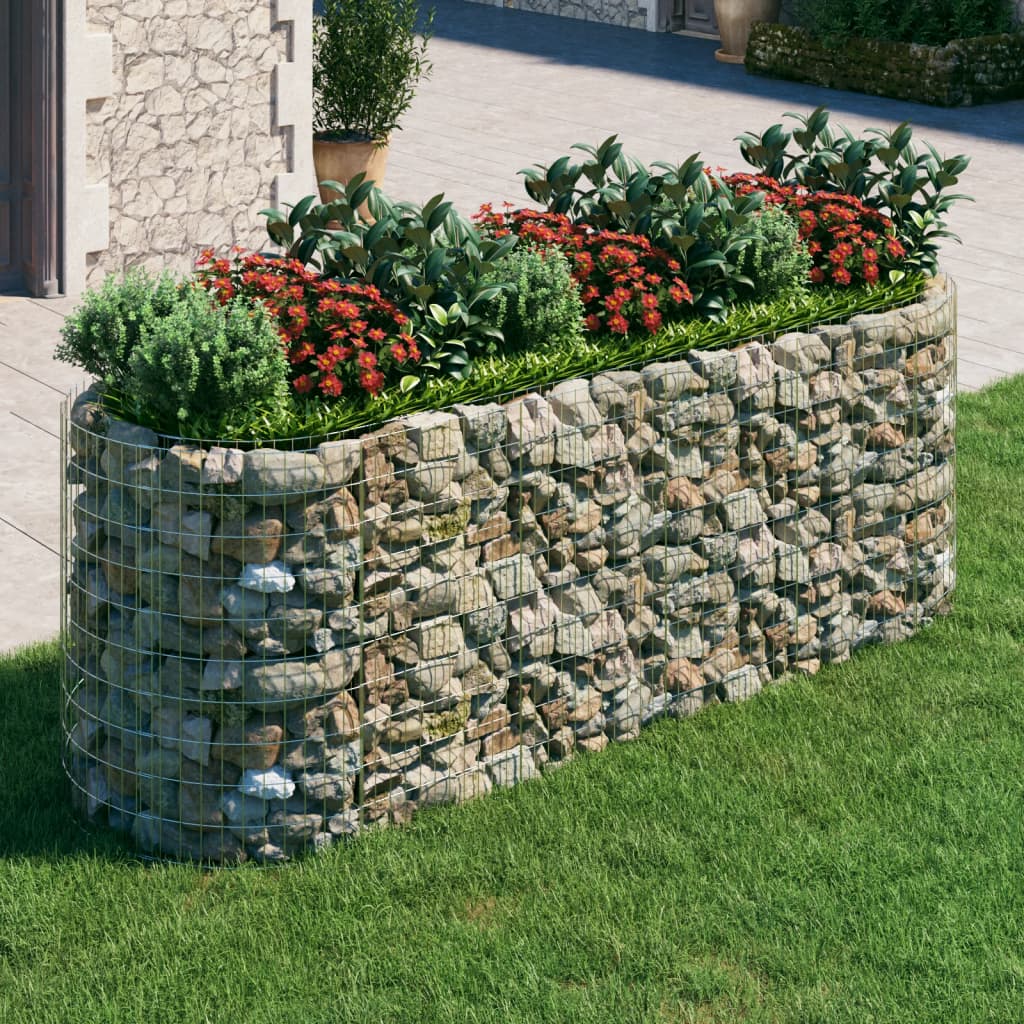 Jardinière gabion surélevée 500x100x100 cm en fer galvanisé