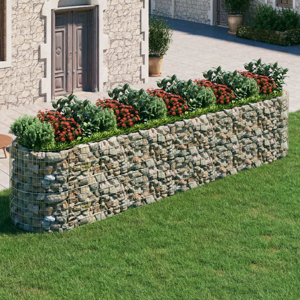 Jardinière gabion surélevée 500x100x100 cm en fer galvanisé