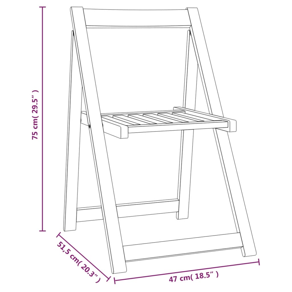 Chaises de jardin pliantes 2 pcs en bois d'acacia massif