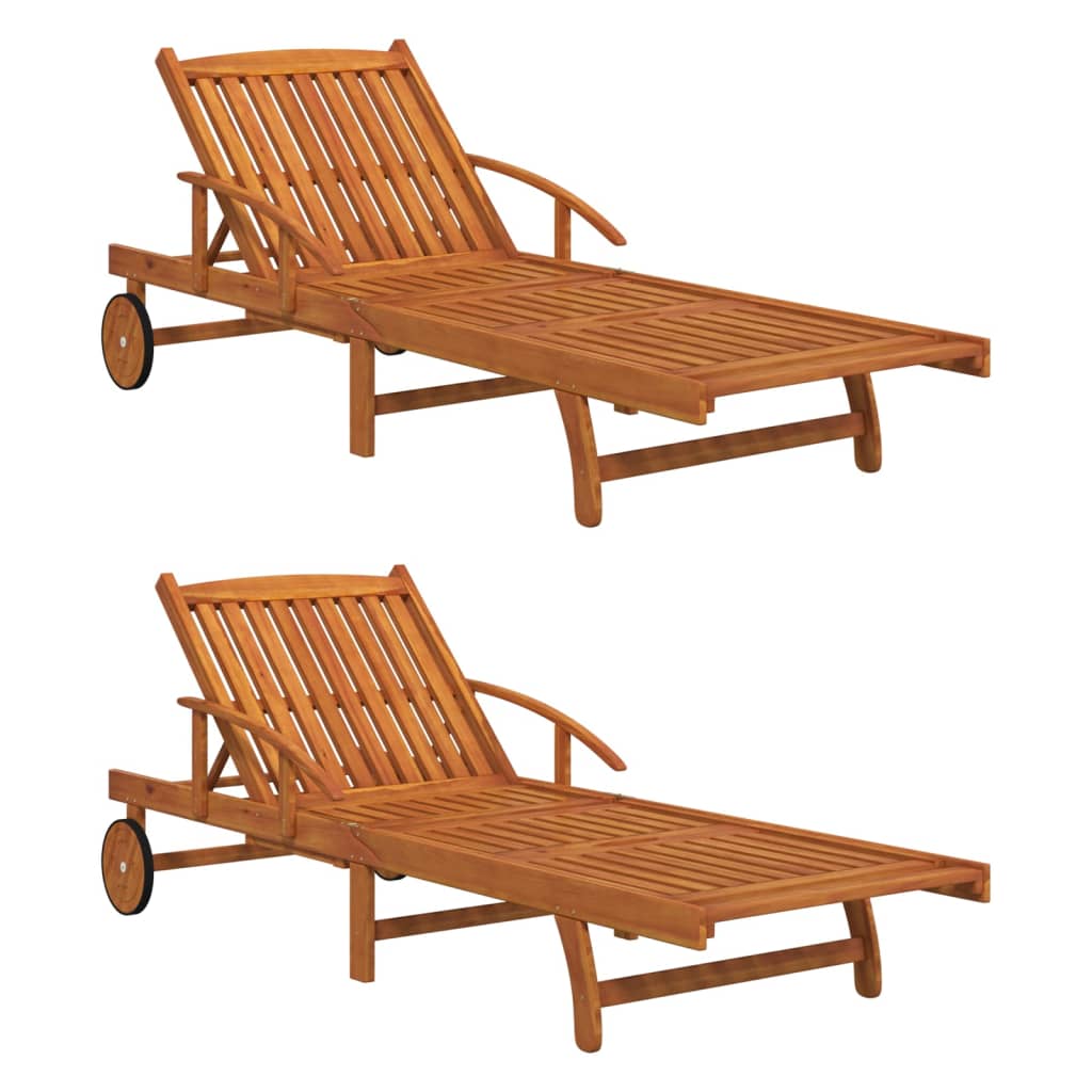 Ensemble bain de soleil avec table en bois d'acacia massif