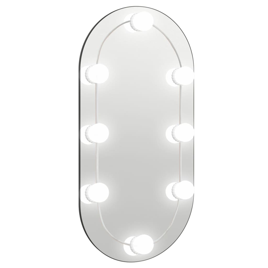 Wandspiegel met LED's ovaal 15x40 cm glas