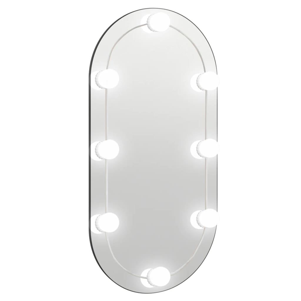 Wandspiegel met LED's ovaal 15x40 cm glas