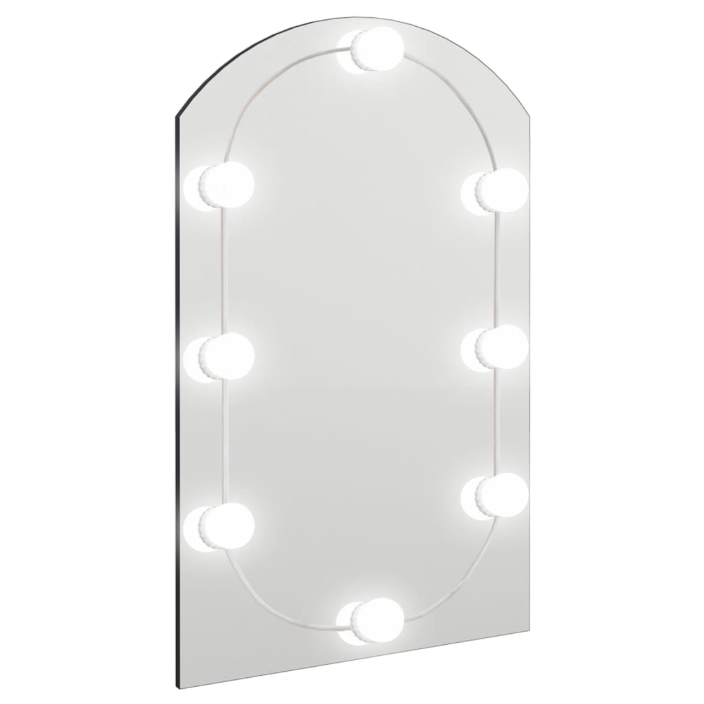 Wandspiegel met LED's ovaal 15x40 cm glas