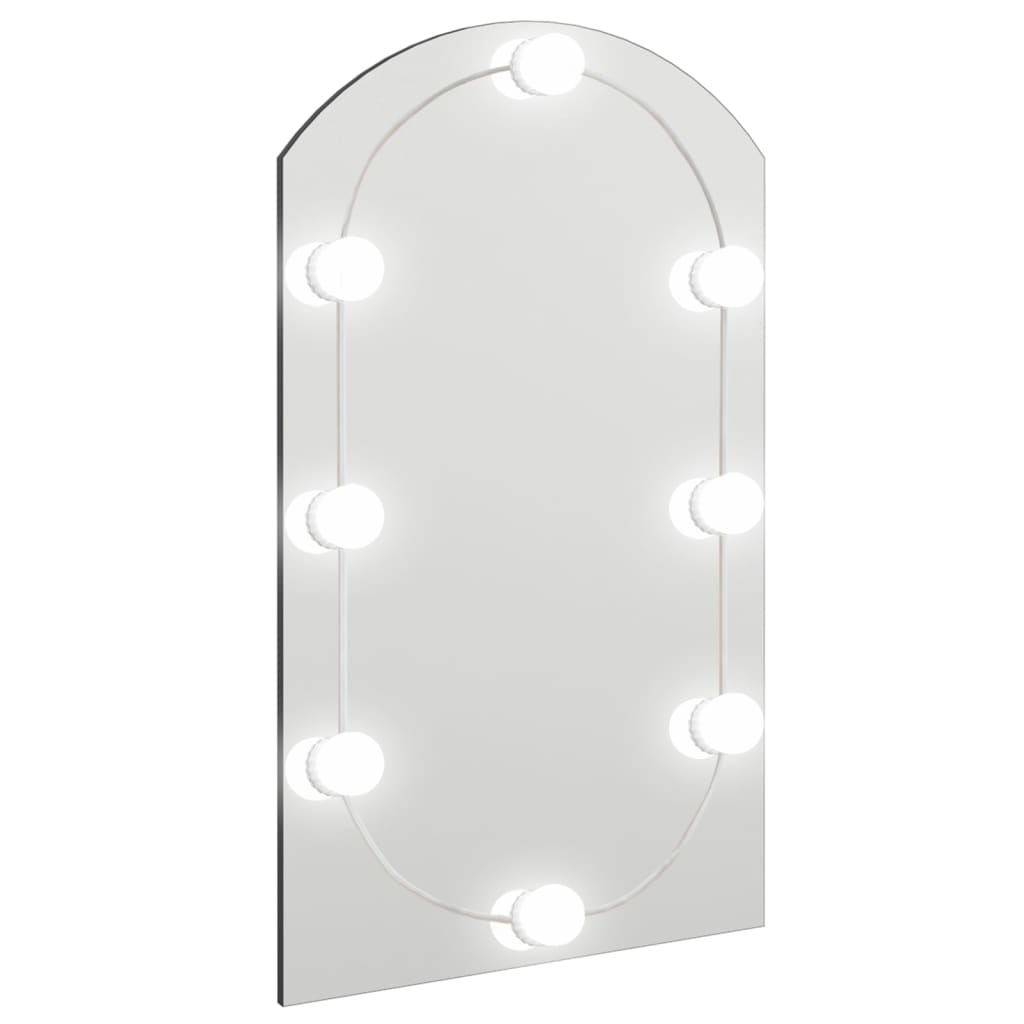 Wandspiegel met LED's ovaal 15x40 cm glas