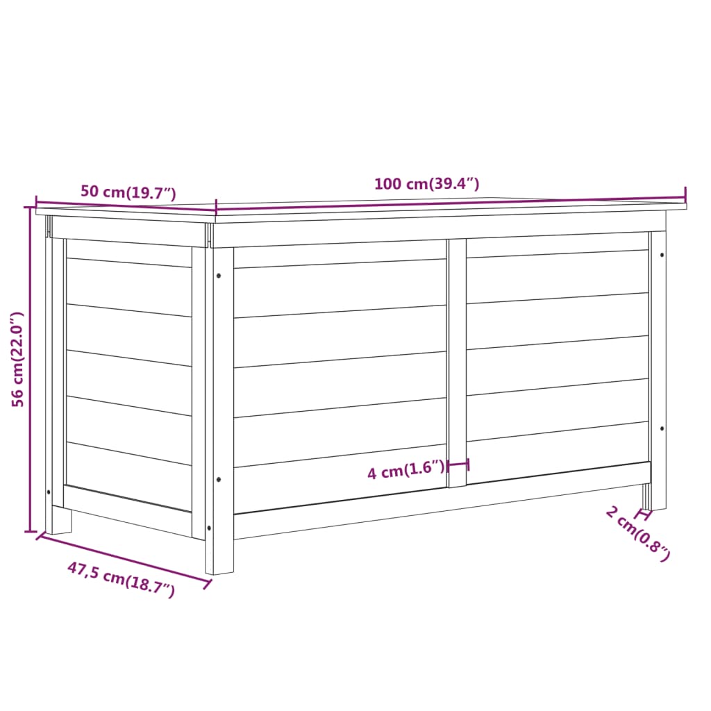 Kussenbox 150x50x56 cm massief vurenhout antracietkleurig