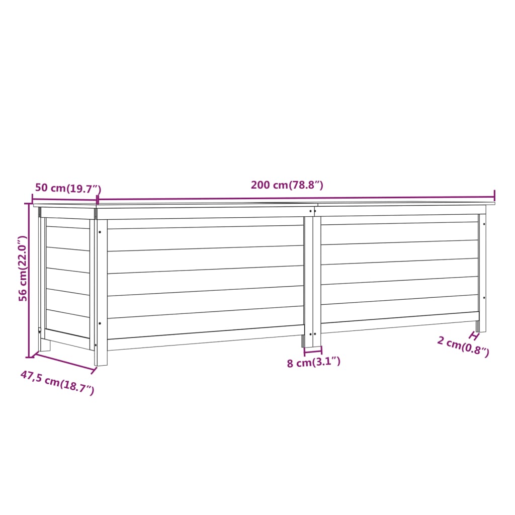 Kussenbox 150x50x56 cm massief vurenhout antracietkleurig