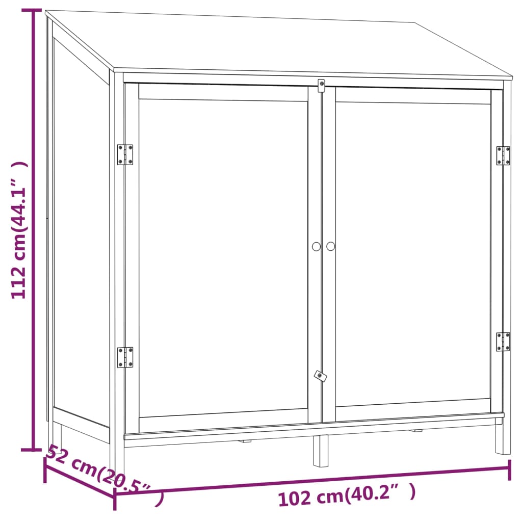 Tuinschuur 102x52x112 cm massief vurenhout