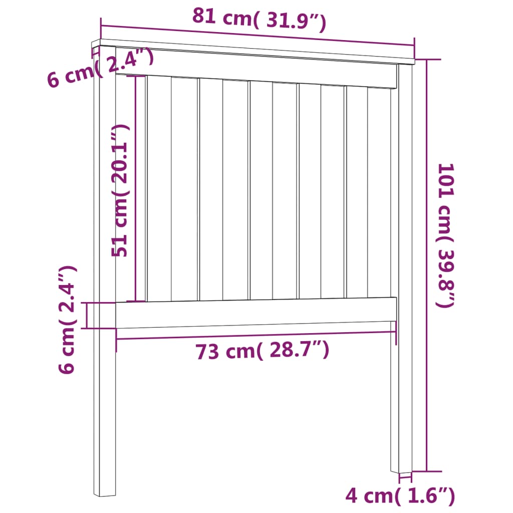 Hoofdbord 96x6x101 cm massief grenenhout