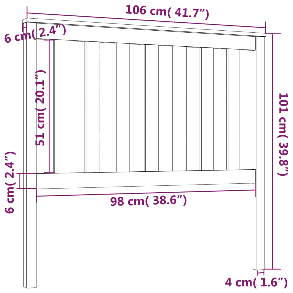 Hoofdbord 96x6x101 cm massief grenenhout