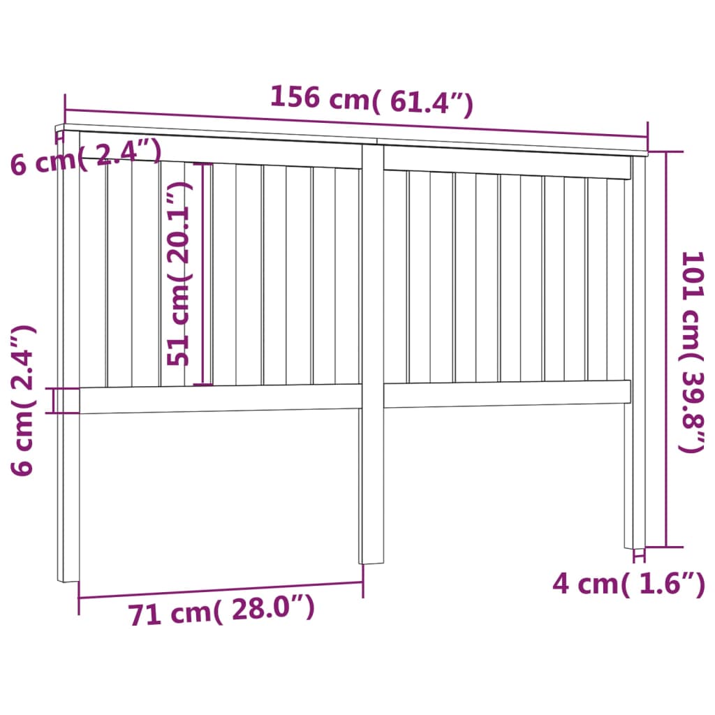 Hoofdbord 96x6x101 cm massief grenenhout