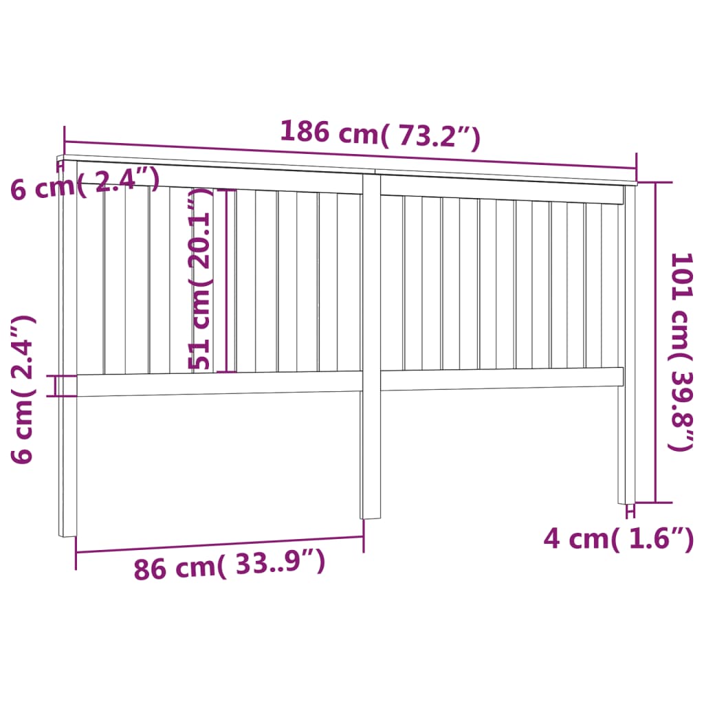 Hoofdbord 96x6x101 cm massief grenenhout