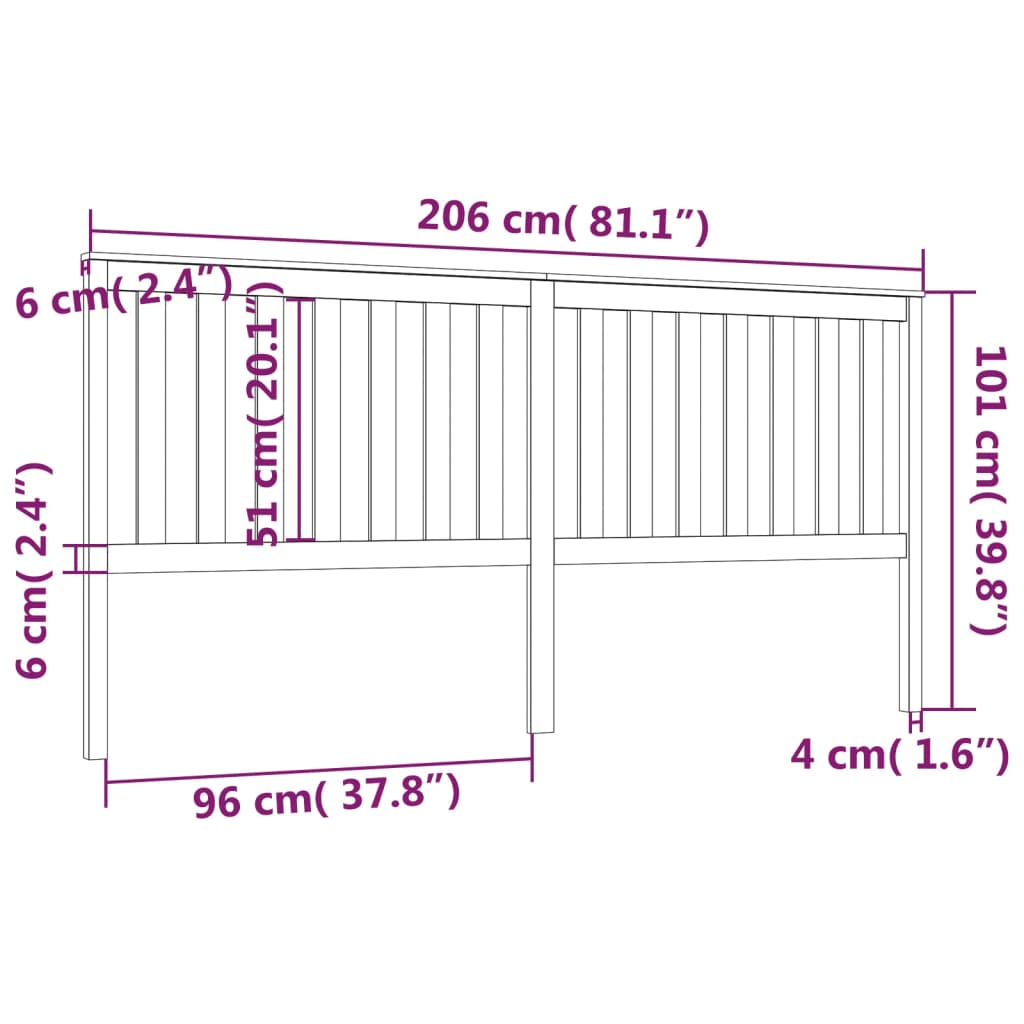 Hoofdbord 96x6x101 cm massief grenenhout