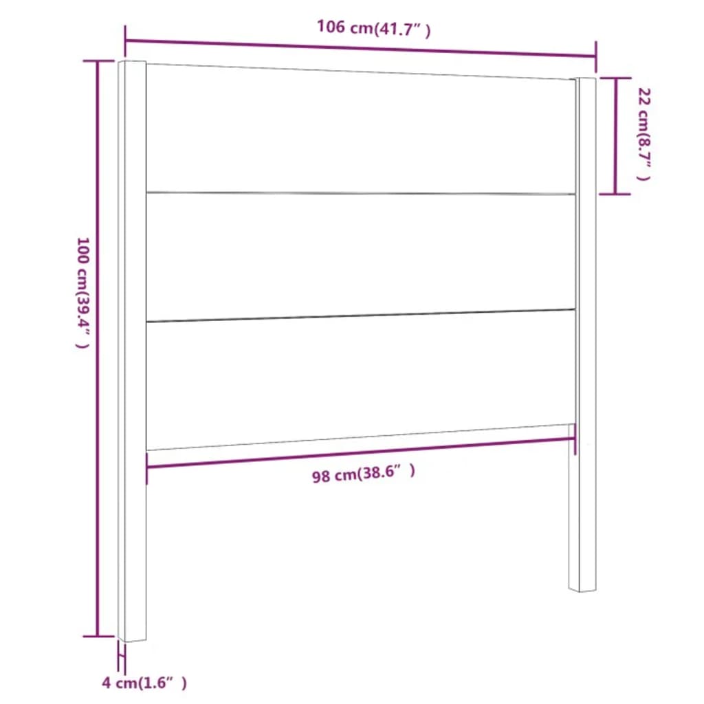 Hoofdbord 126x4x100 cm massief grenenhout