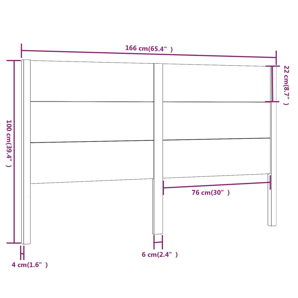 Hoofdbord 96x4x100 cm massief grenenhout