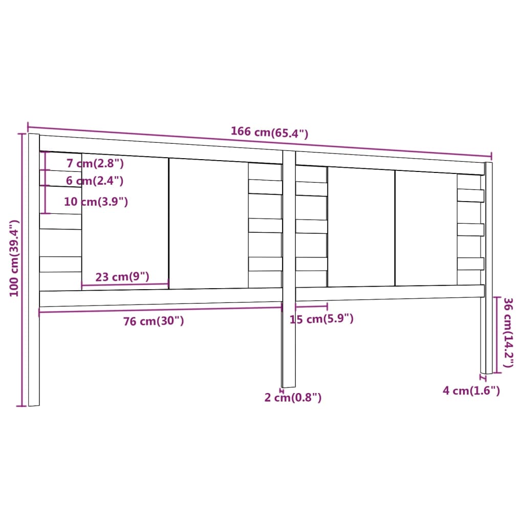 Hoofdbord 106x4x100 cm massief grenenhout