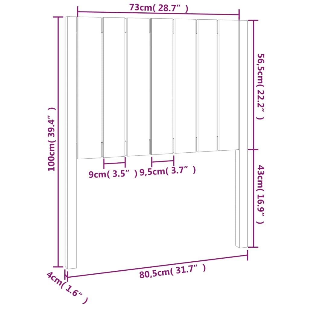 Hoofdbord 165,5x4x100 cm massief grenenhout