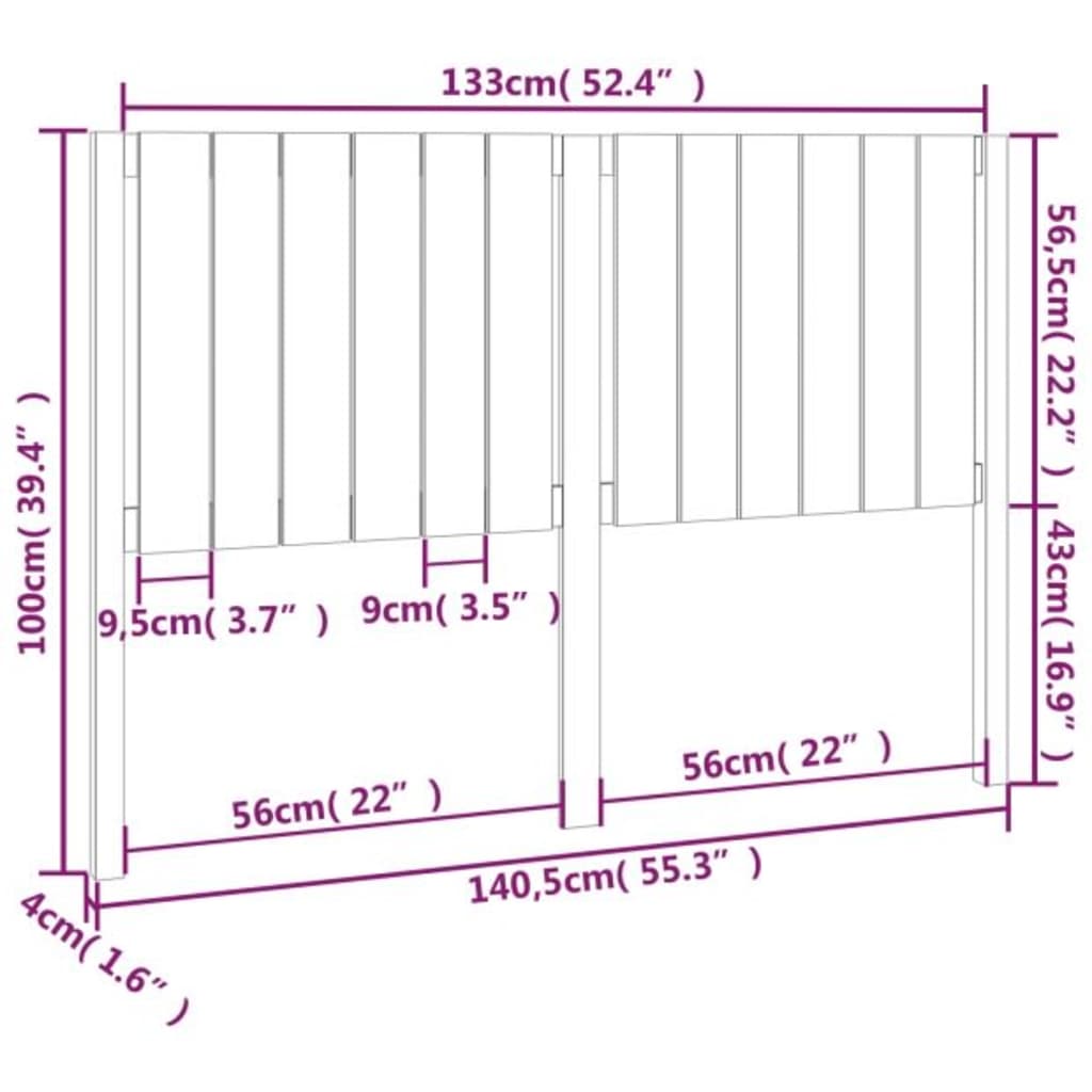 Hoofdbord 165,5x4x100 cm massief grenenhout