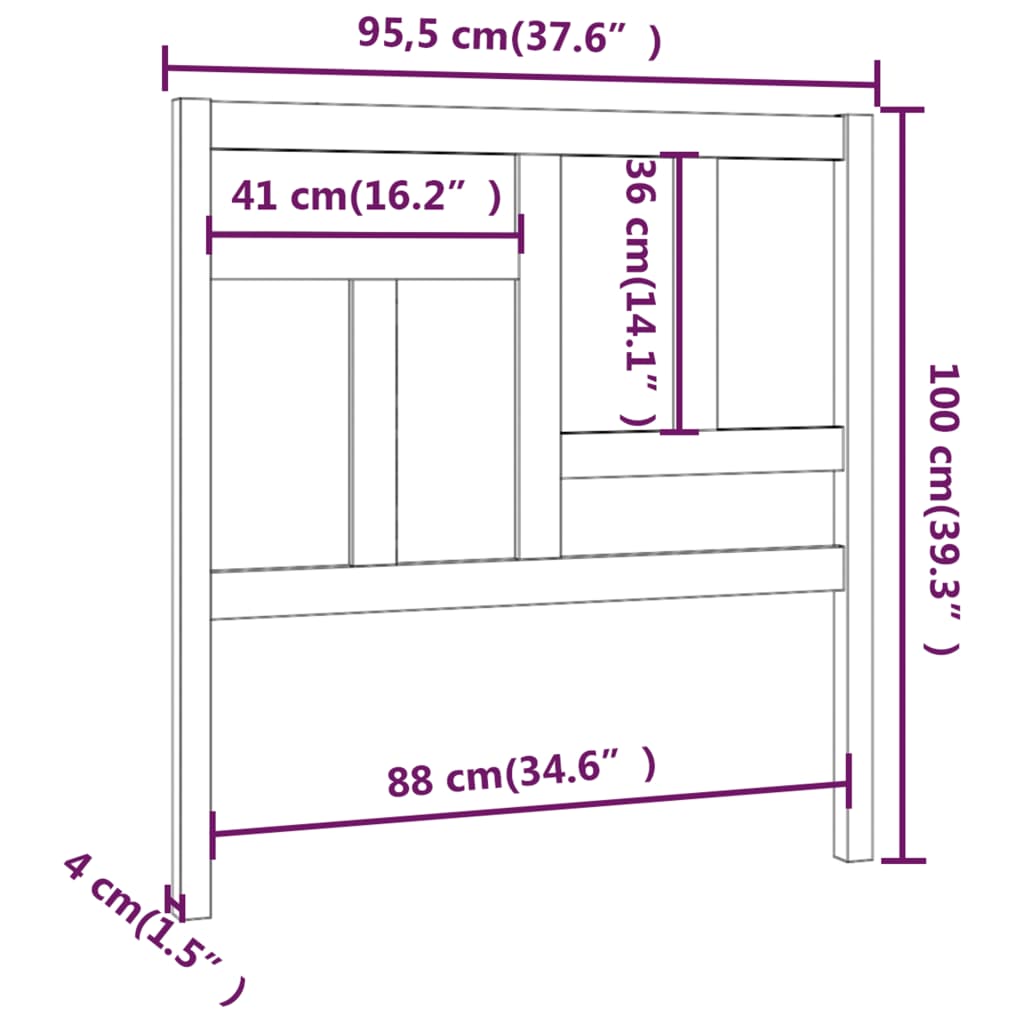 Hoofdbord 95,5x4x100 cm massief grenenhout