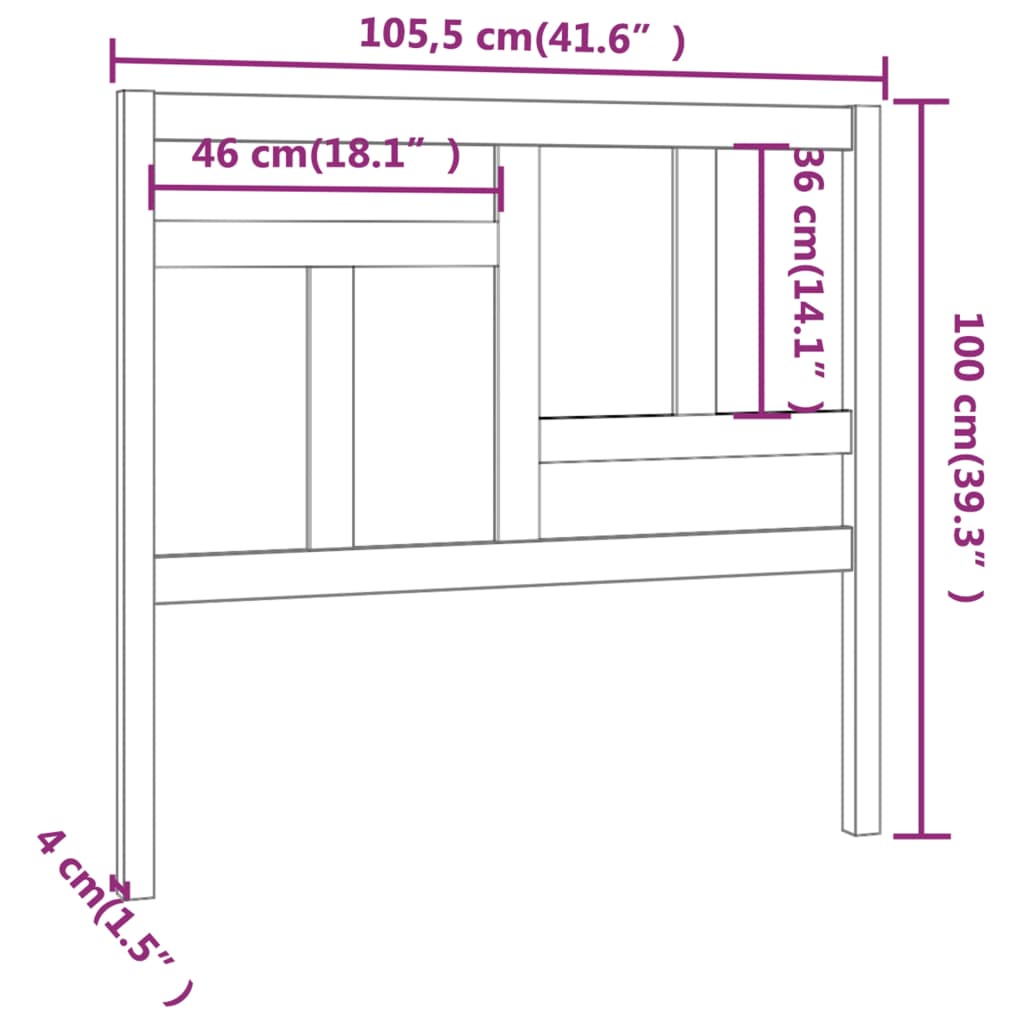 Hoofdbord 95,5x4x100 cm massief grenenhout