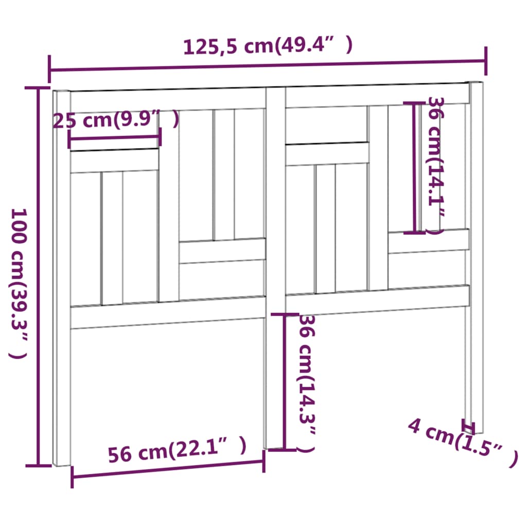 Hoofdbord 95,5x4x100 cm massief grenenhout