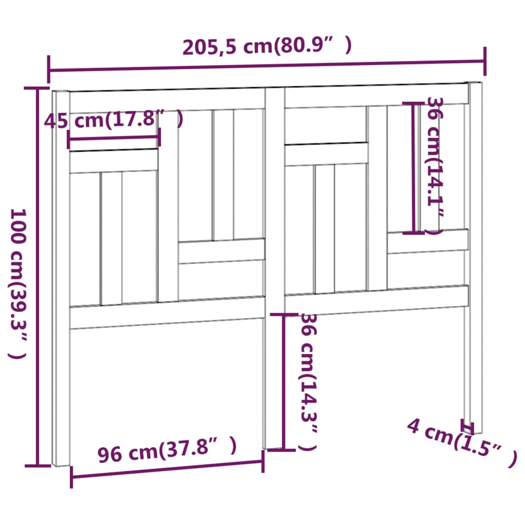 Hoofdbord 95,5x4x100 cm massief grenenhout