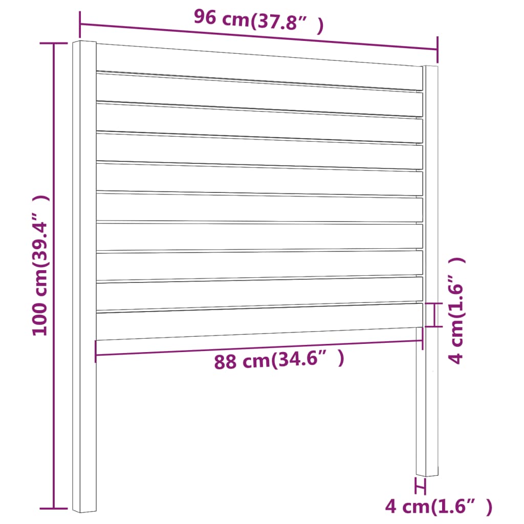 Hoofdbord 106x4x100 cm massief grenenhout