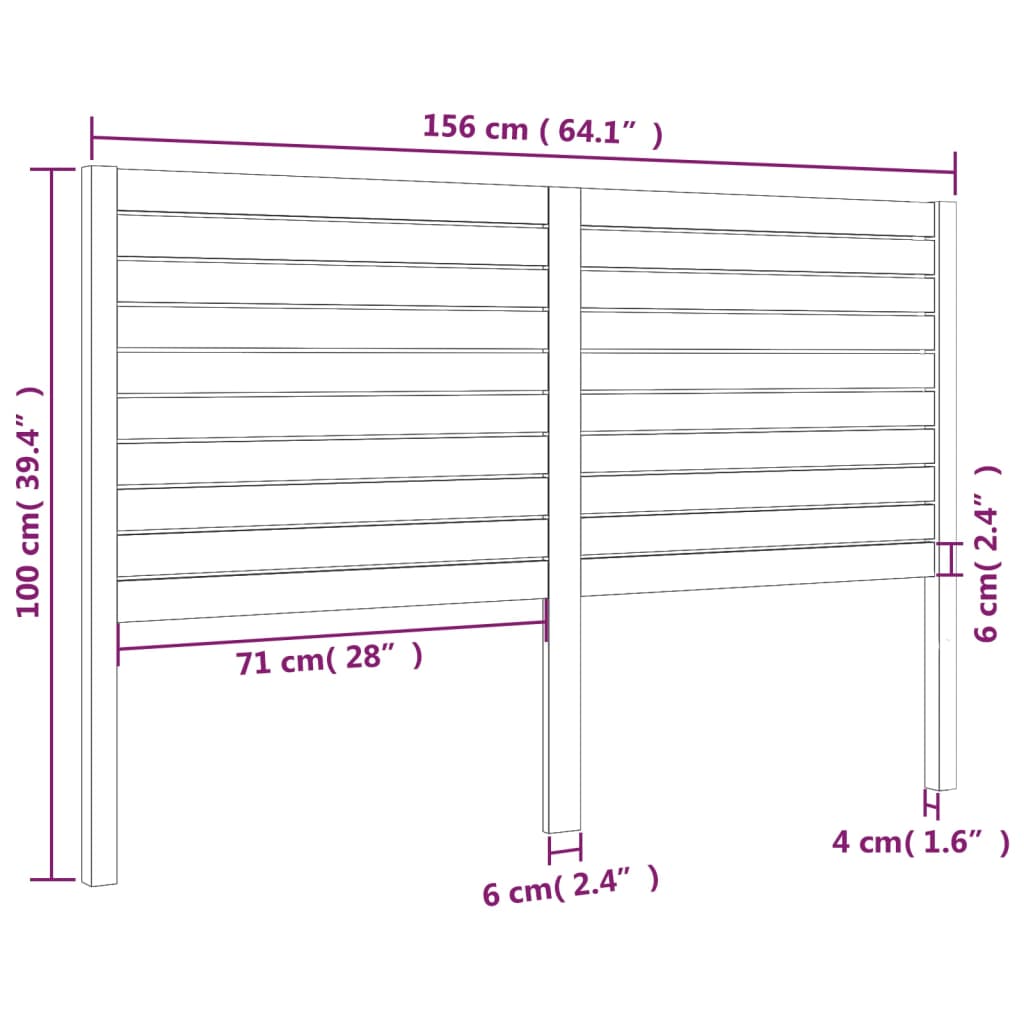 Hoofdbord 106x4x100 cm massief grenenhout