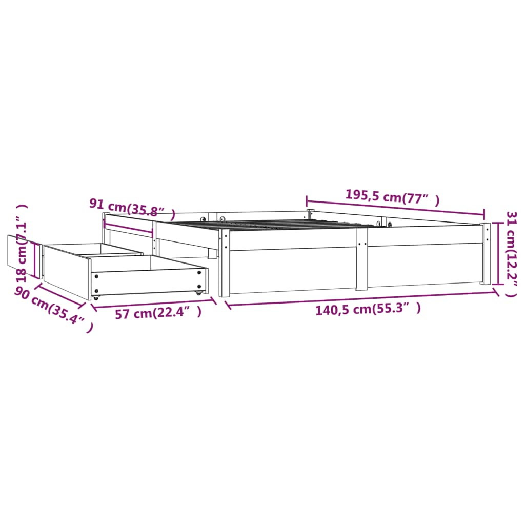 Bedframe met lades 160x200 cm