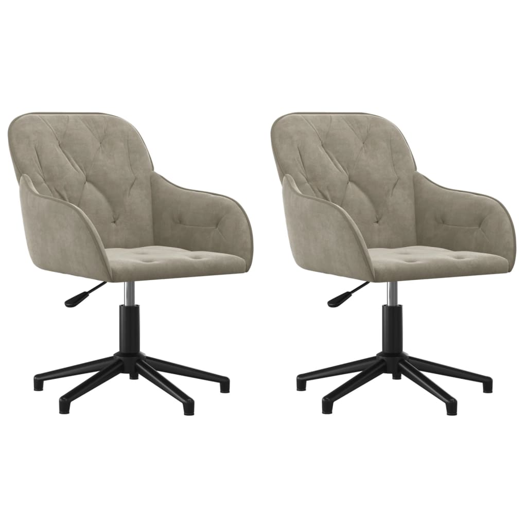 Chaises de salle à manger pivotantes 2 pcs velours gris clair