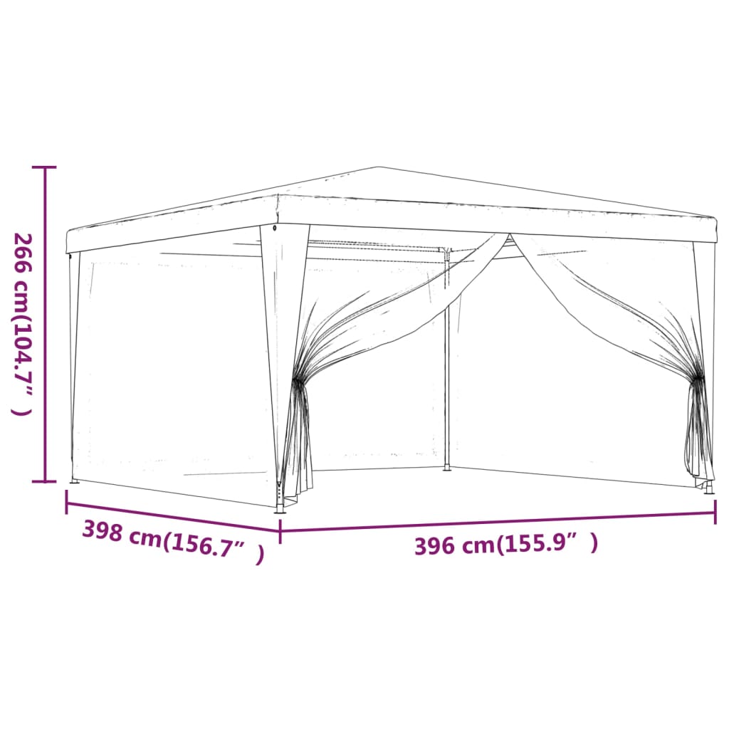 Partytent met 10 mesh zijwanden 12x3 m