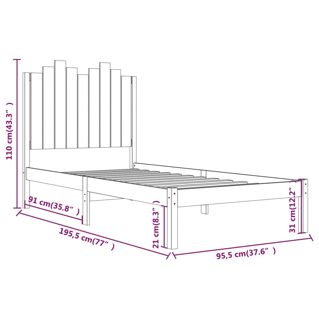 Bedframe massief grenenhout 120x200 cm