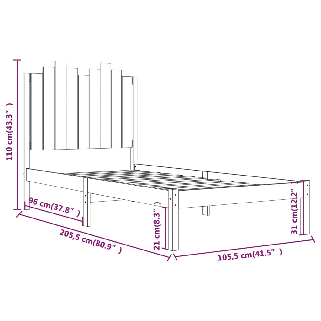 Bedframe massief grenenhout 120x200 cm