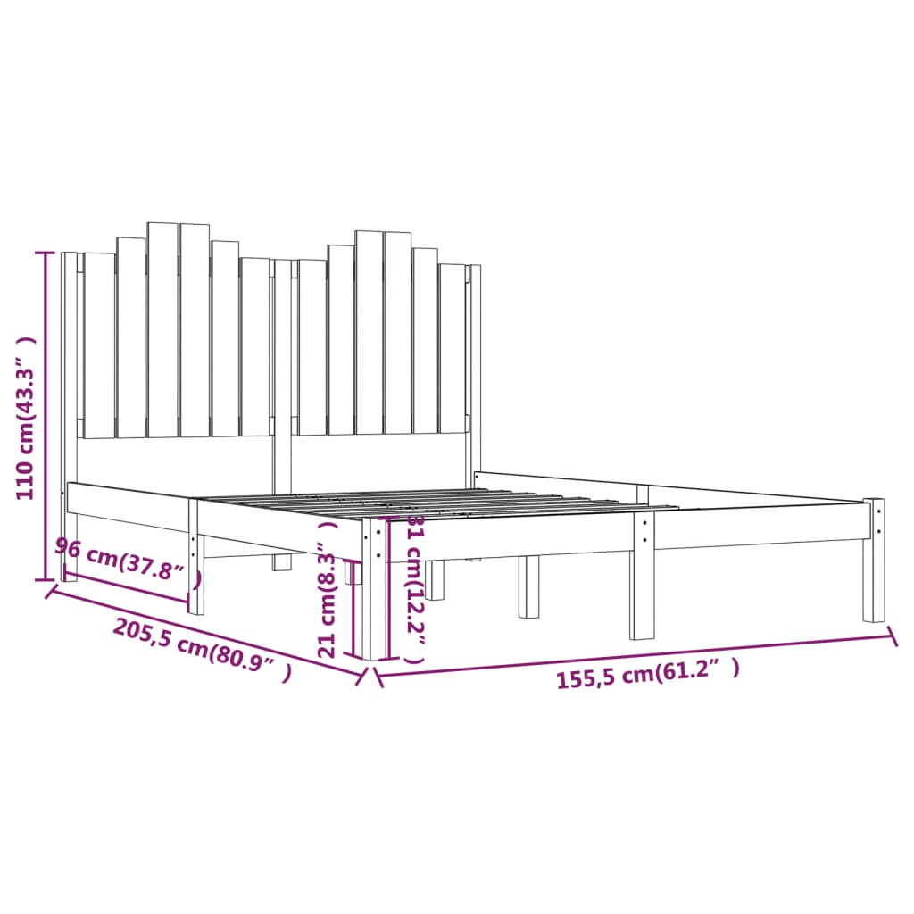 Bedframe massief grenenhout 120x200 cm