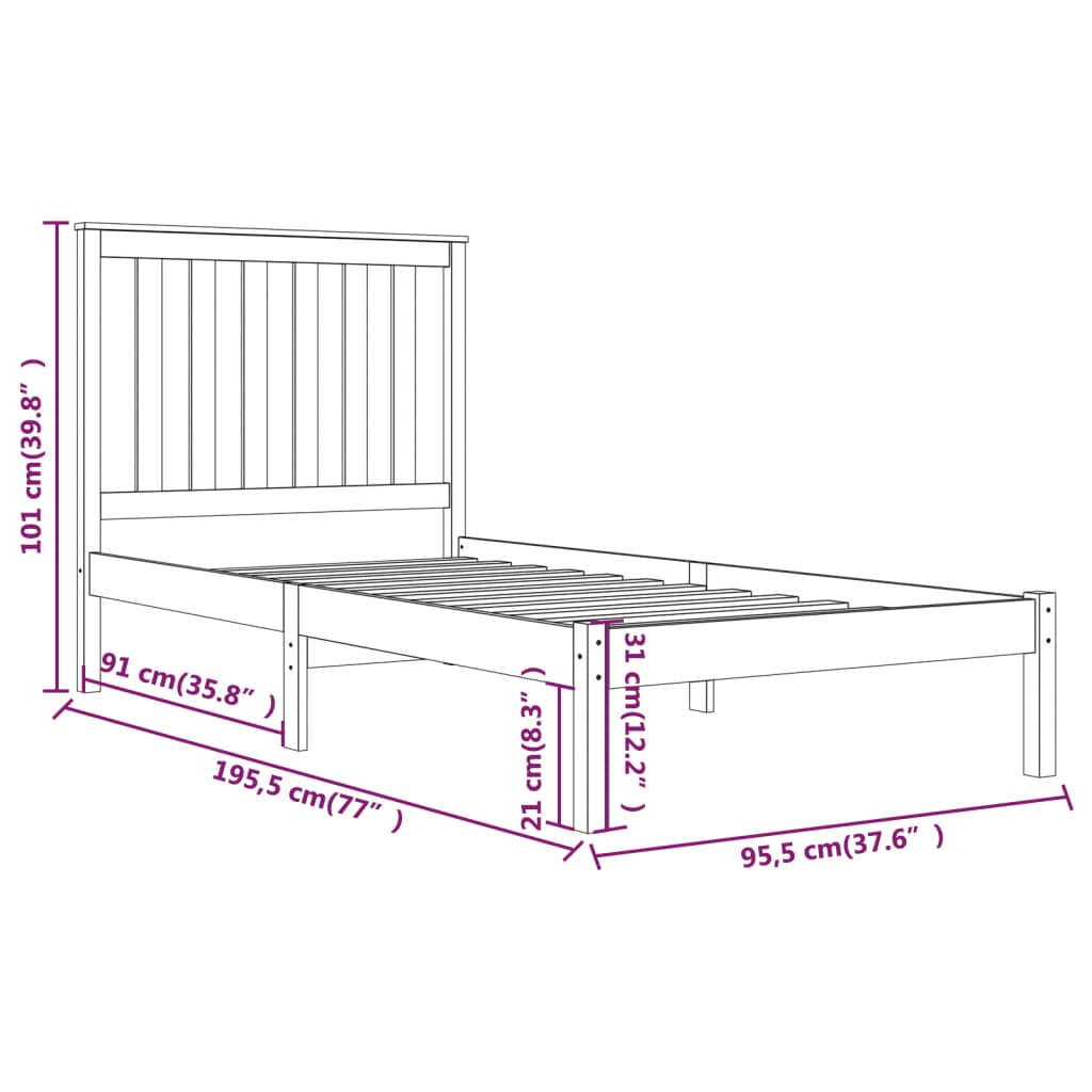 Bedframe massief grenenhout 160x200 cm