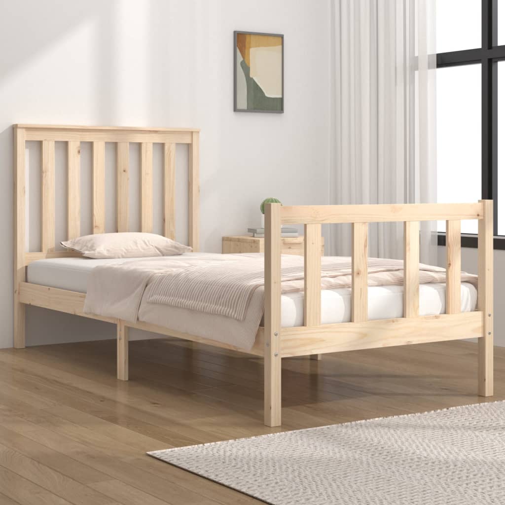 Bedframe met hoofdbord massief grenenhout 200x200 cm