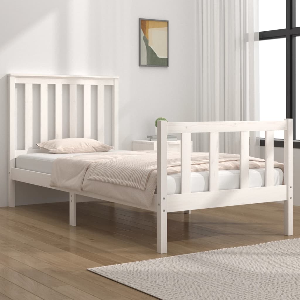 Bedframe met hoofdbord massief grenenhout 200x200 cm