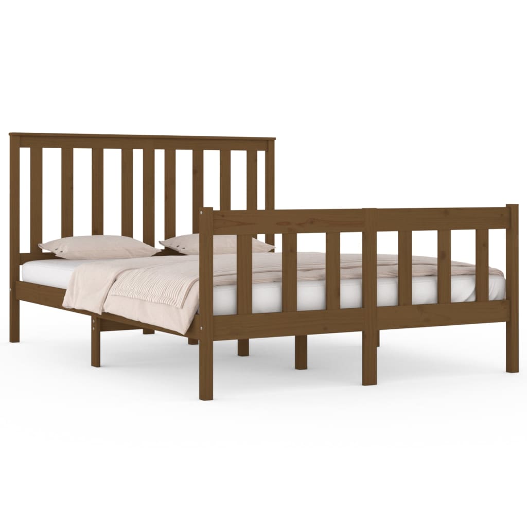 Bedframe met hoofdbord massief grenenhout 200x200 cm