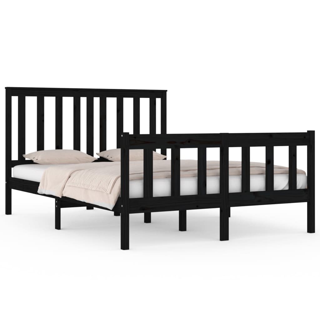 Bedframe met hoofdbord massief grenenhout 200x200 cm