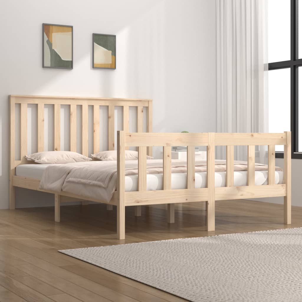 Bedframe met hoofdbord massief grenenhout 200x200 cm