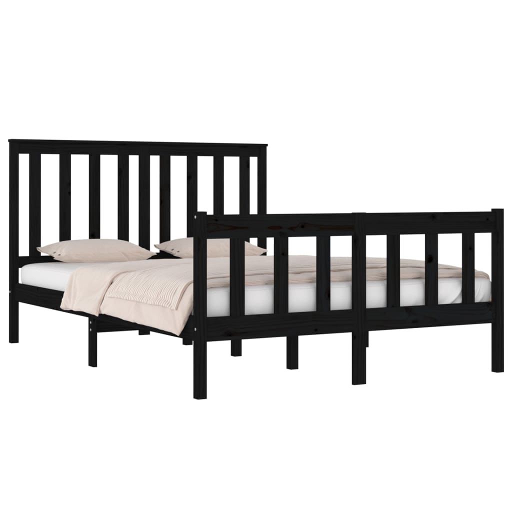 Bedframe met hoofdbord massief grenenhout 200x200 cm