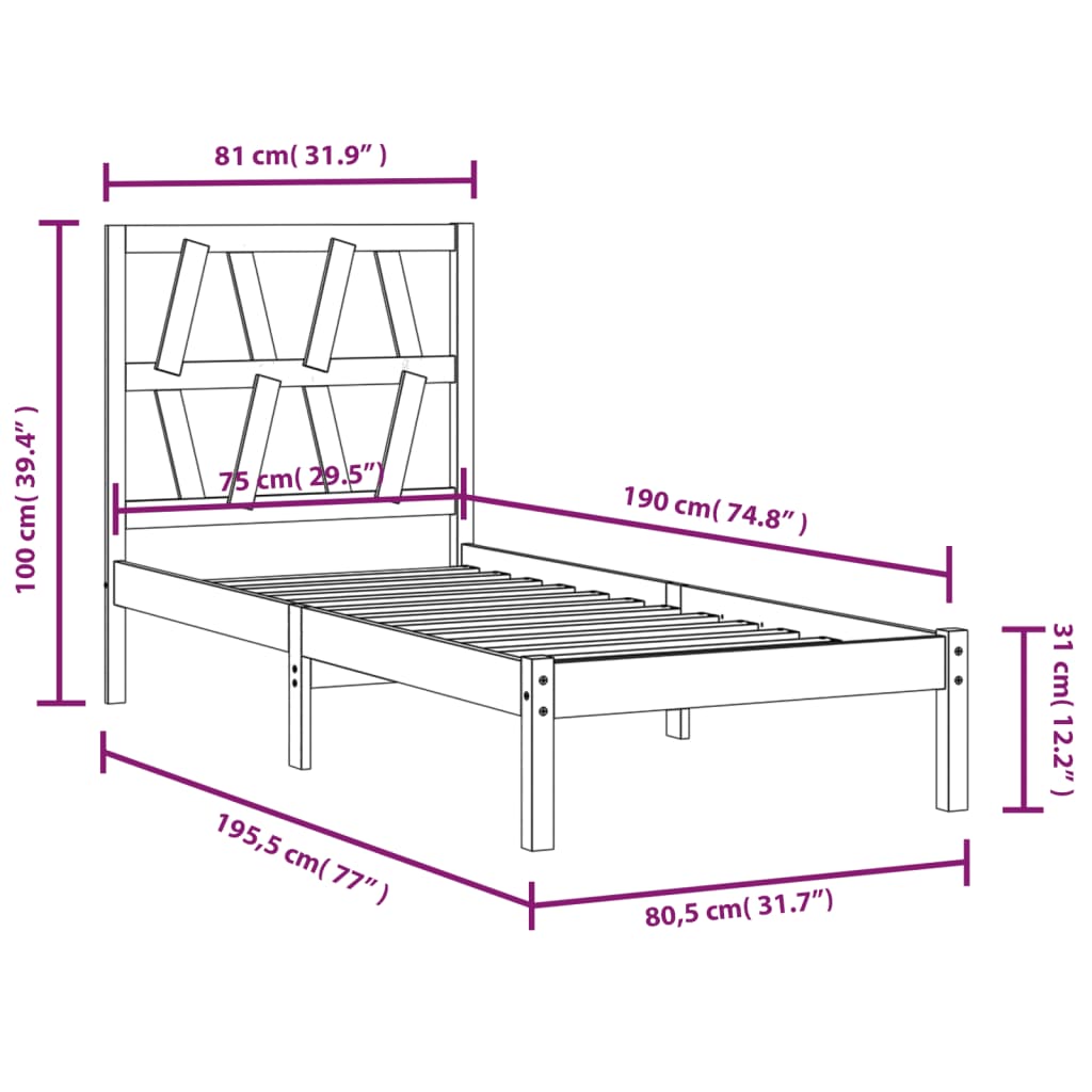 Bedframe massief grenenhout 120x200 cm